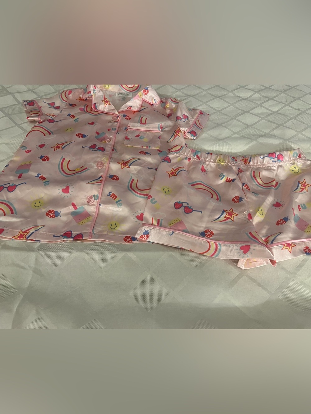 Pink Pajama Set with Rainbow & Cute Print for Kids and Toddlers. Size 6 NWOT